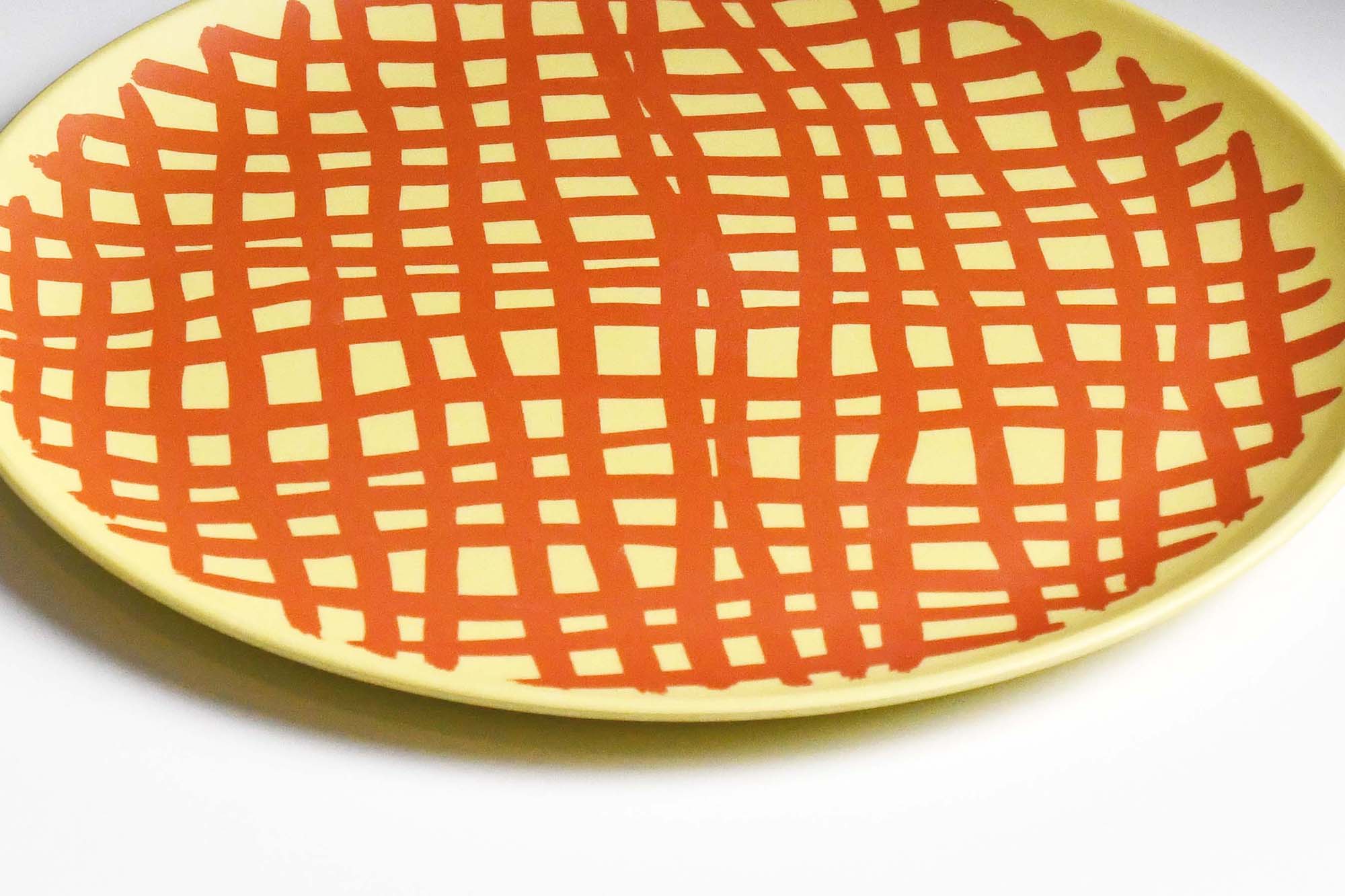 Goma Bamboo Plate Dinner Resin Child-safe Plate LL, Yellow check