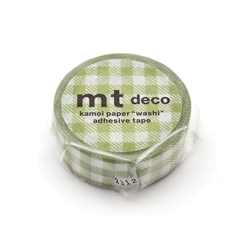 mt. Deco Masking Tape Check Green, Japanese brand