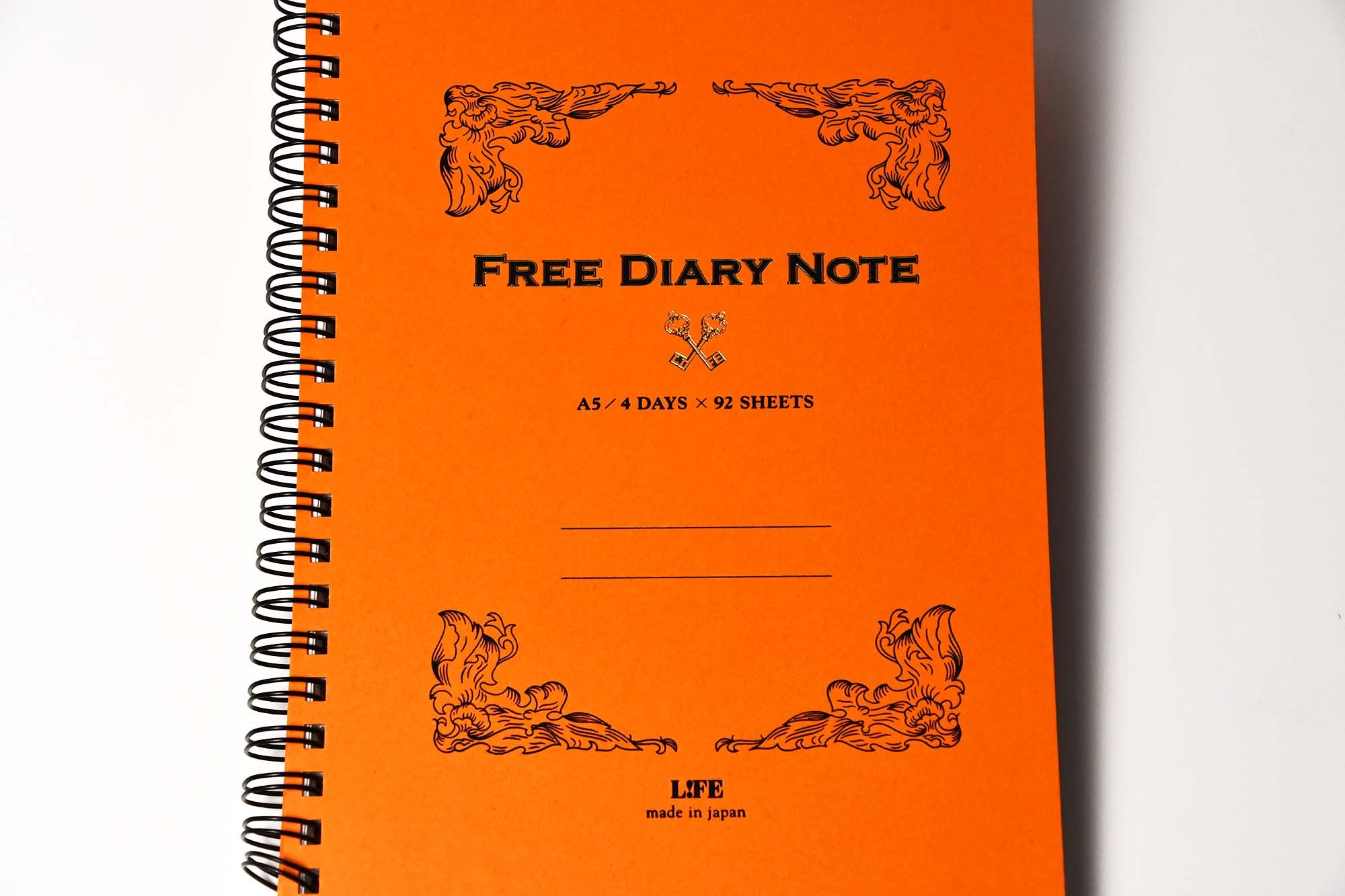 LIFE Free Diary Note A5 4 Days 92 Sheets Orange Made in Japan 