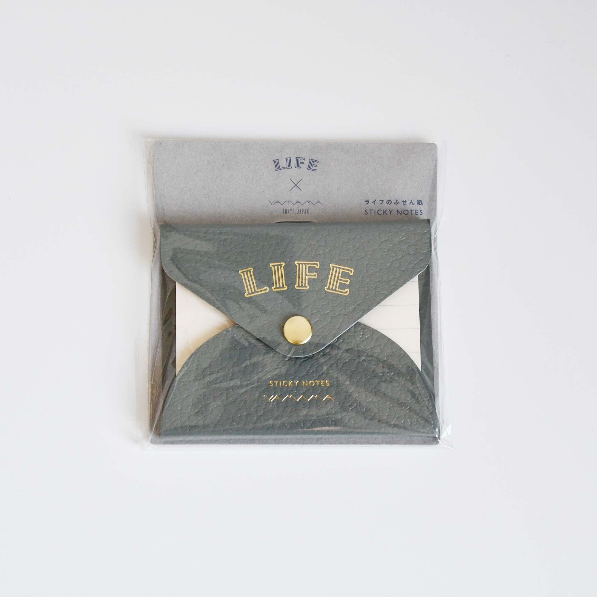LIFE Index Sticky Memo Notes with Leather Case Gray YAMAMA Bungu Stationery  