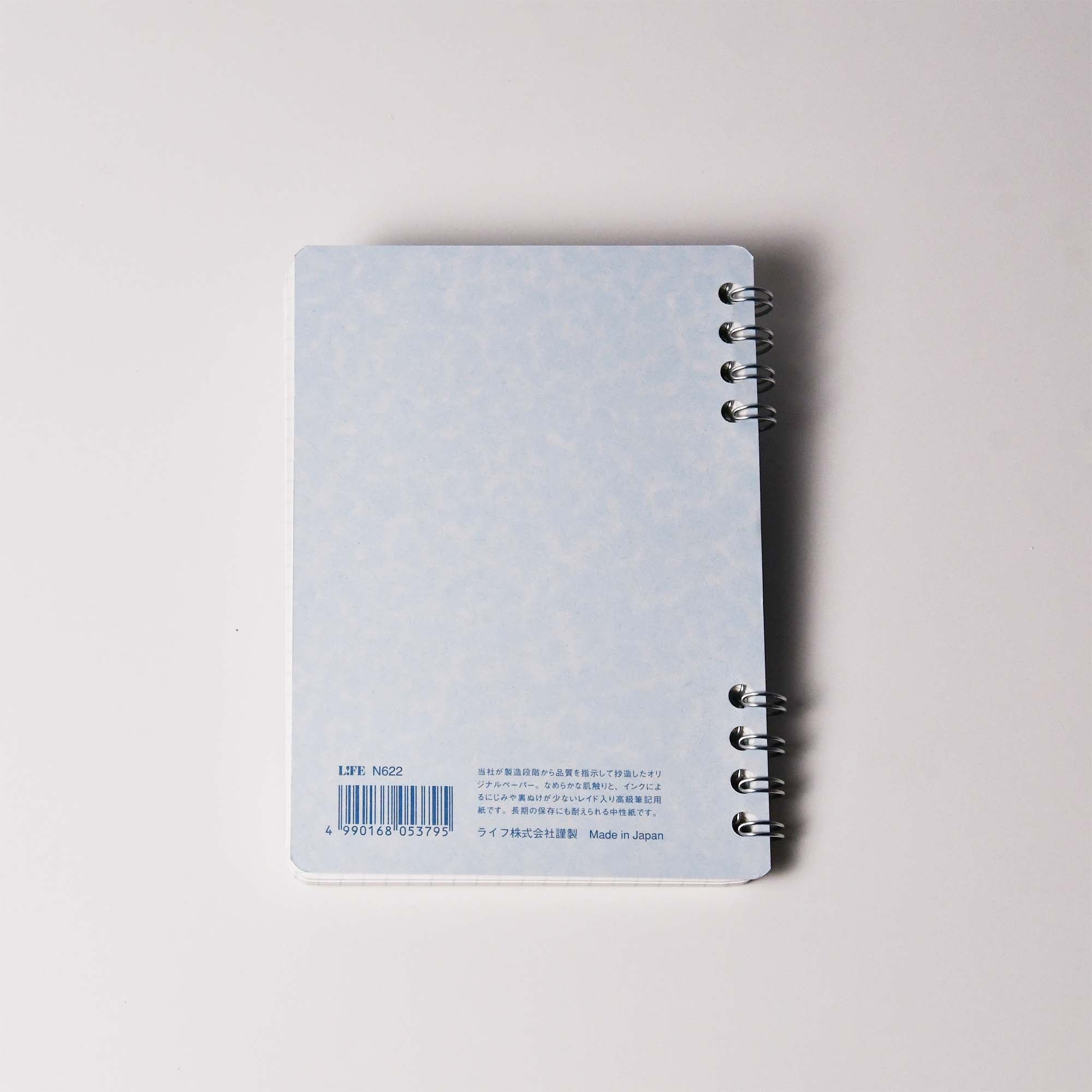 LIFE Ring Notebook N622 RAMUNE A6 5mm Grid Stationery Made in Japan