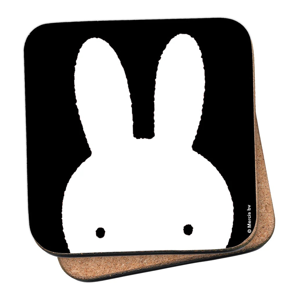 [Miffy] Cork Coaster - Face B&W