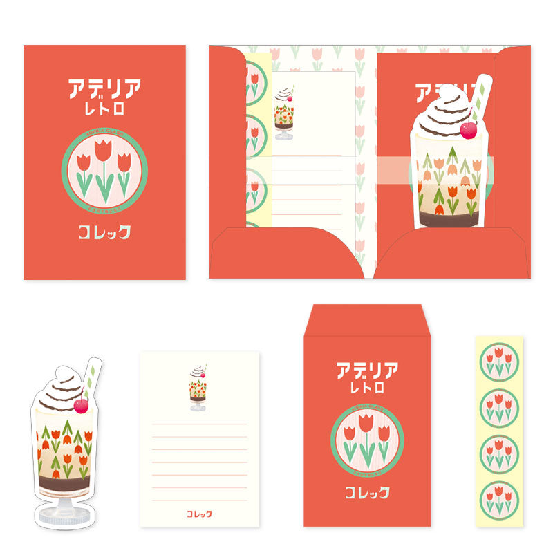 Aderia Retro Mini letter set, Japanese retro illustration and high-quality design