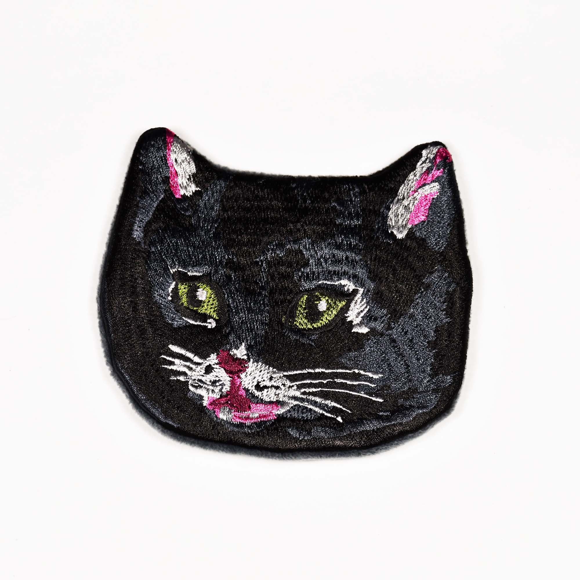 Nathalie Lete Embroidered Cat Face Pouch Black Cat