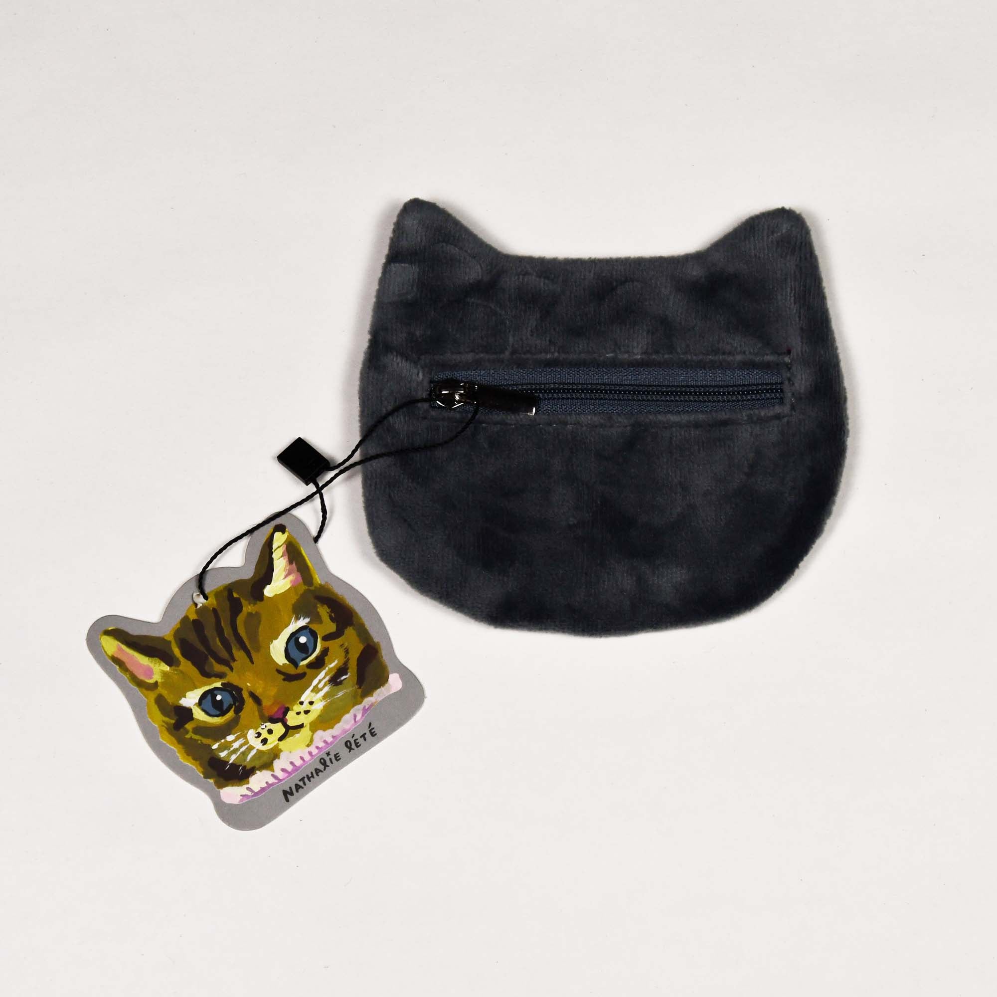 Nathalie Lete Embroidered Cat Face Pouch Black Cat