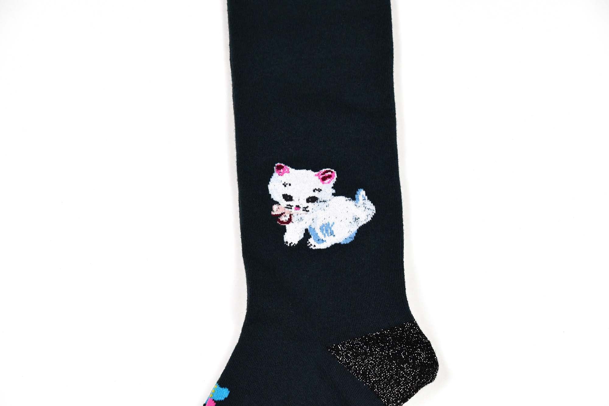 Nathalie Lete Luxury Knee High Stocking White Cat