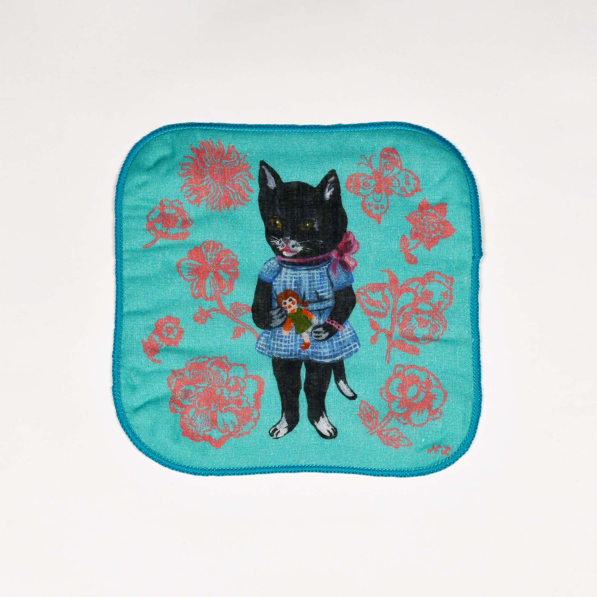 Nathalie Lete Gauze hand towel Black Cat