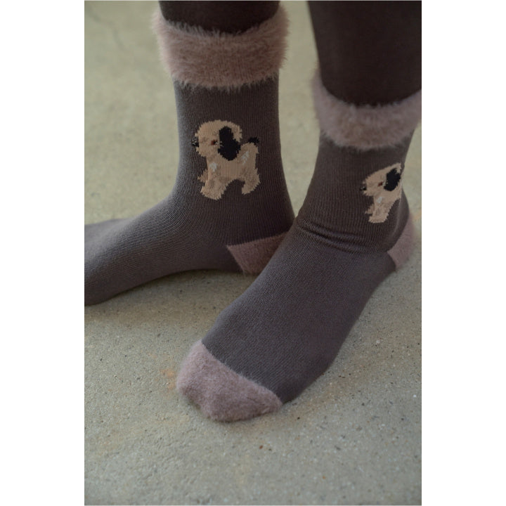 Nathalie Lete Luxury Socks Fluffy Puppy