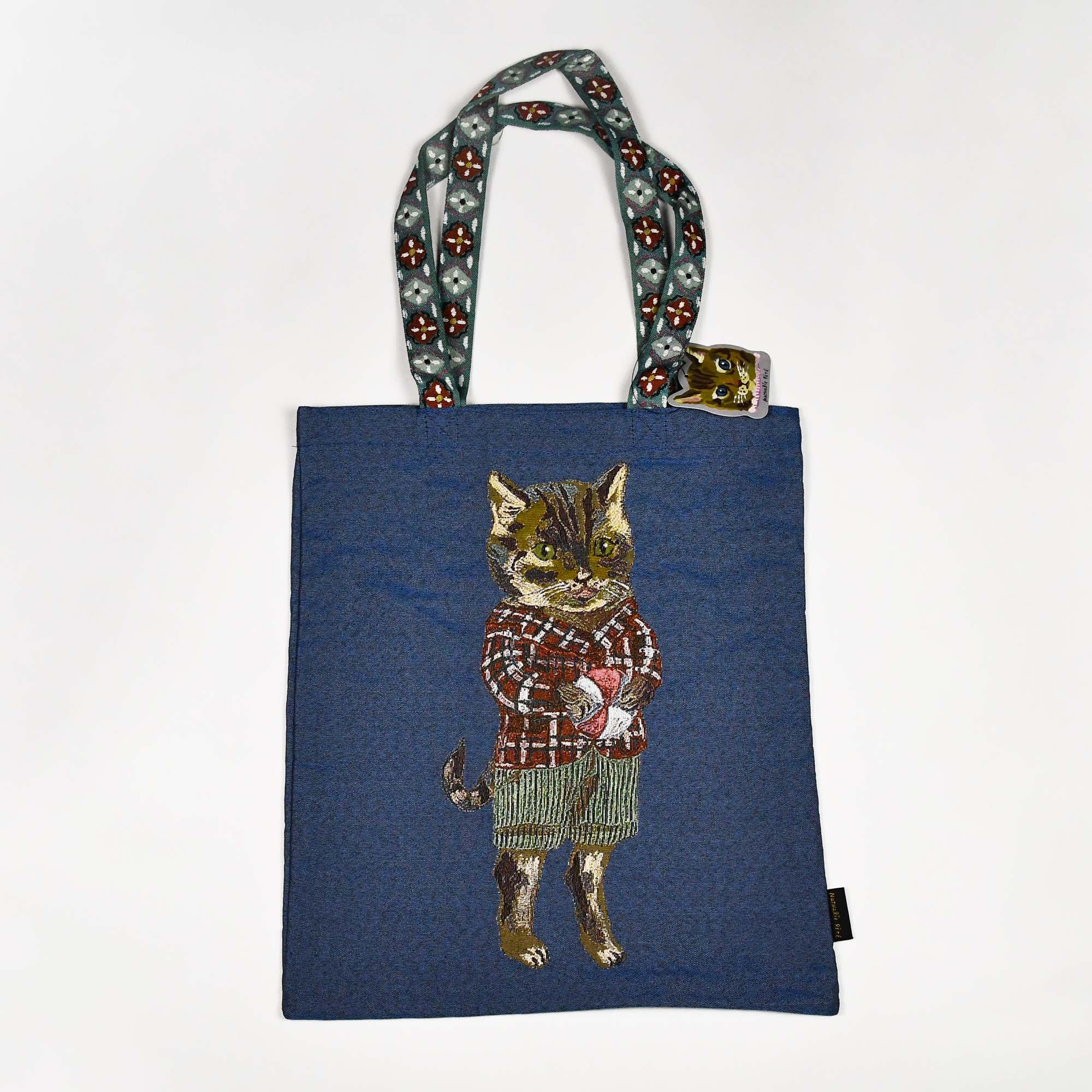 Nathalie Lete Rectangle Animal Tote Bag Tabby cat