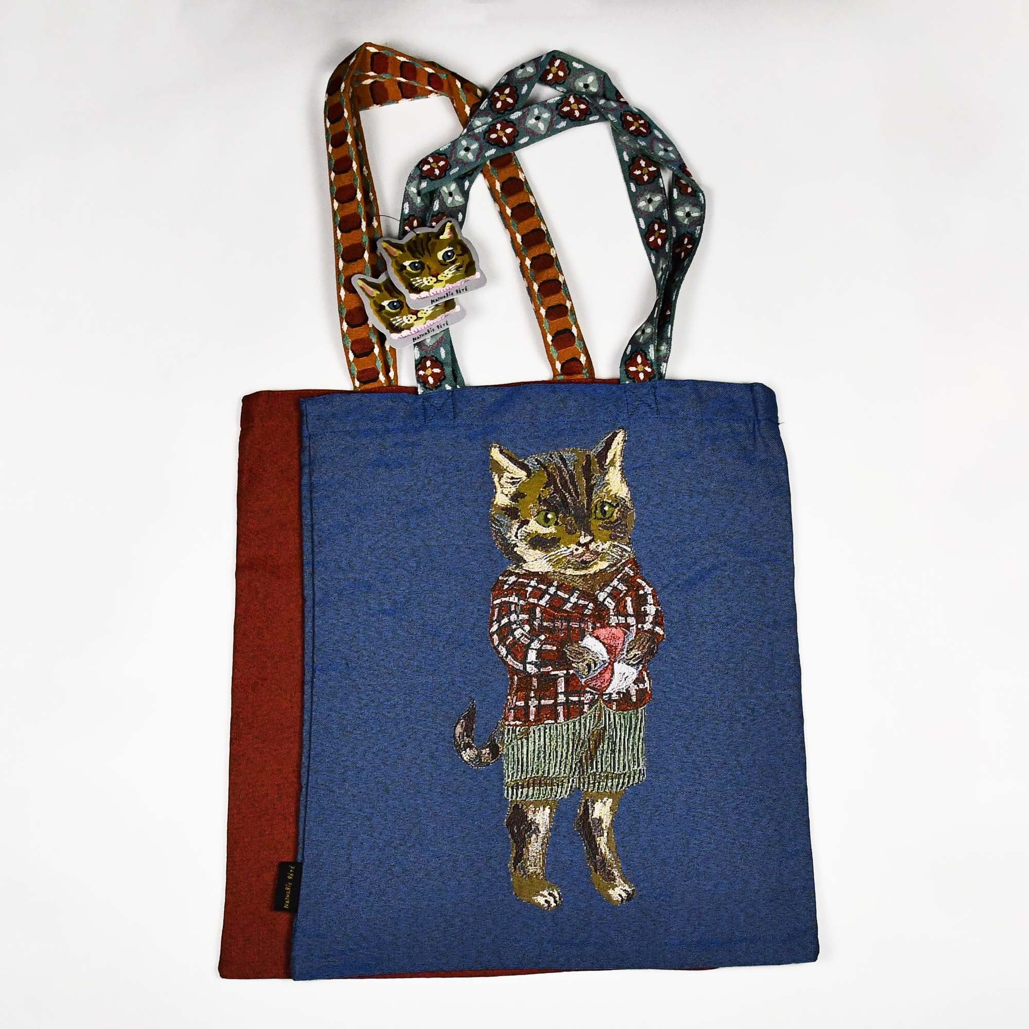 Nathalie Lete Rectangle Animal Tote Bag Tabby cat