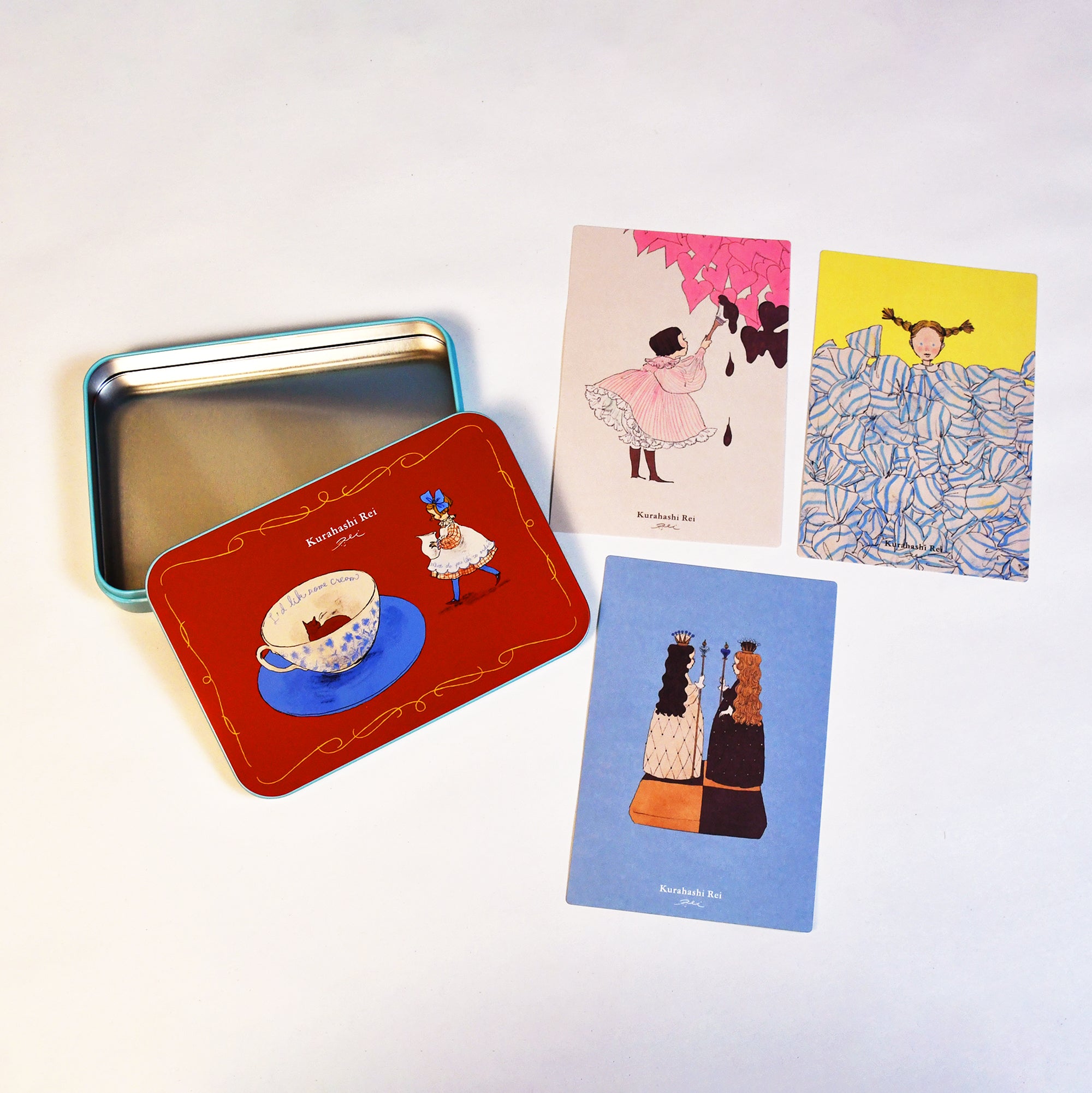 [Rei Kurahashi] Can Case & Postcards set - Red