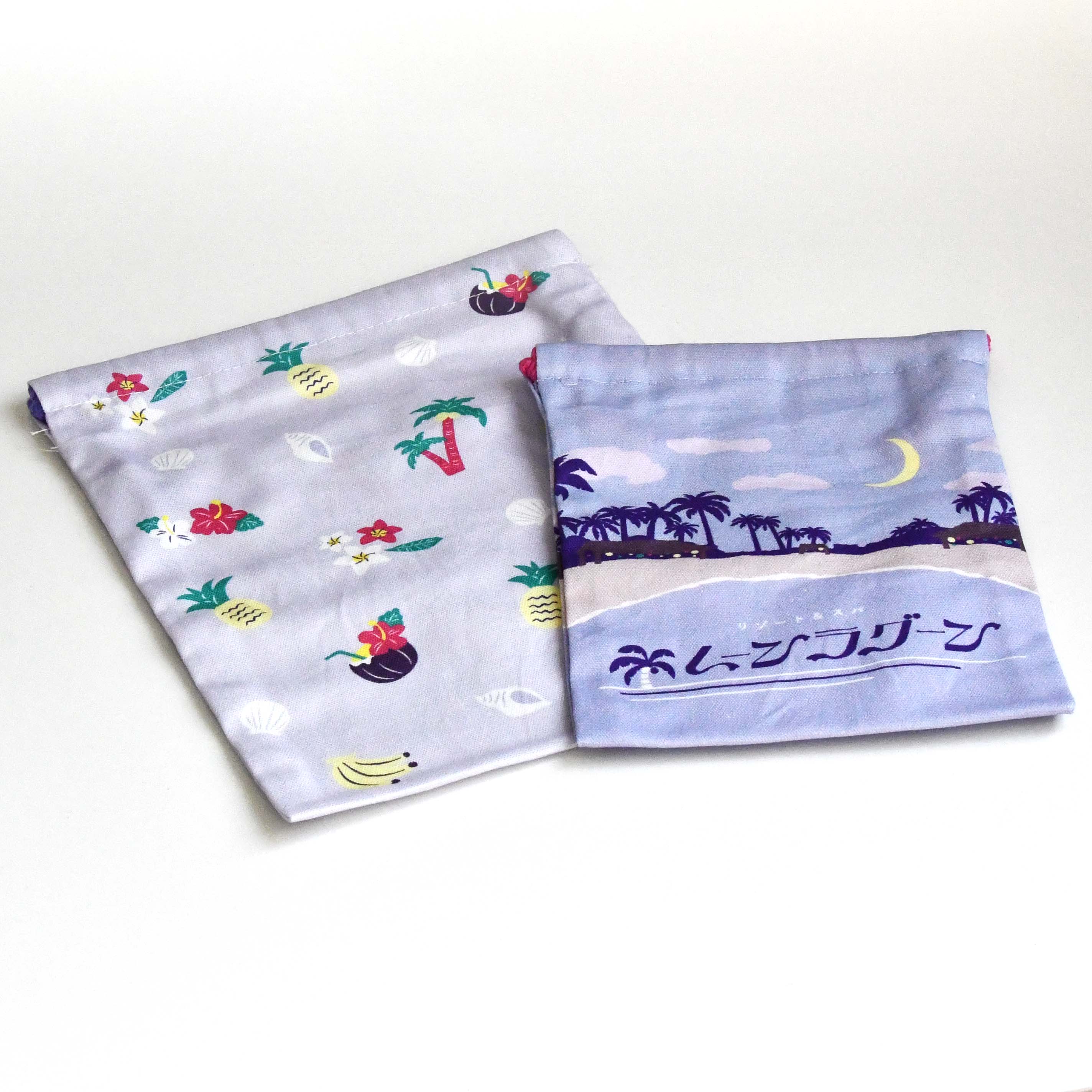 Retronome Japan Retro Hotel Design "Resort & Spa Moon Lagoon" Cloth Purse 2 Size Set