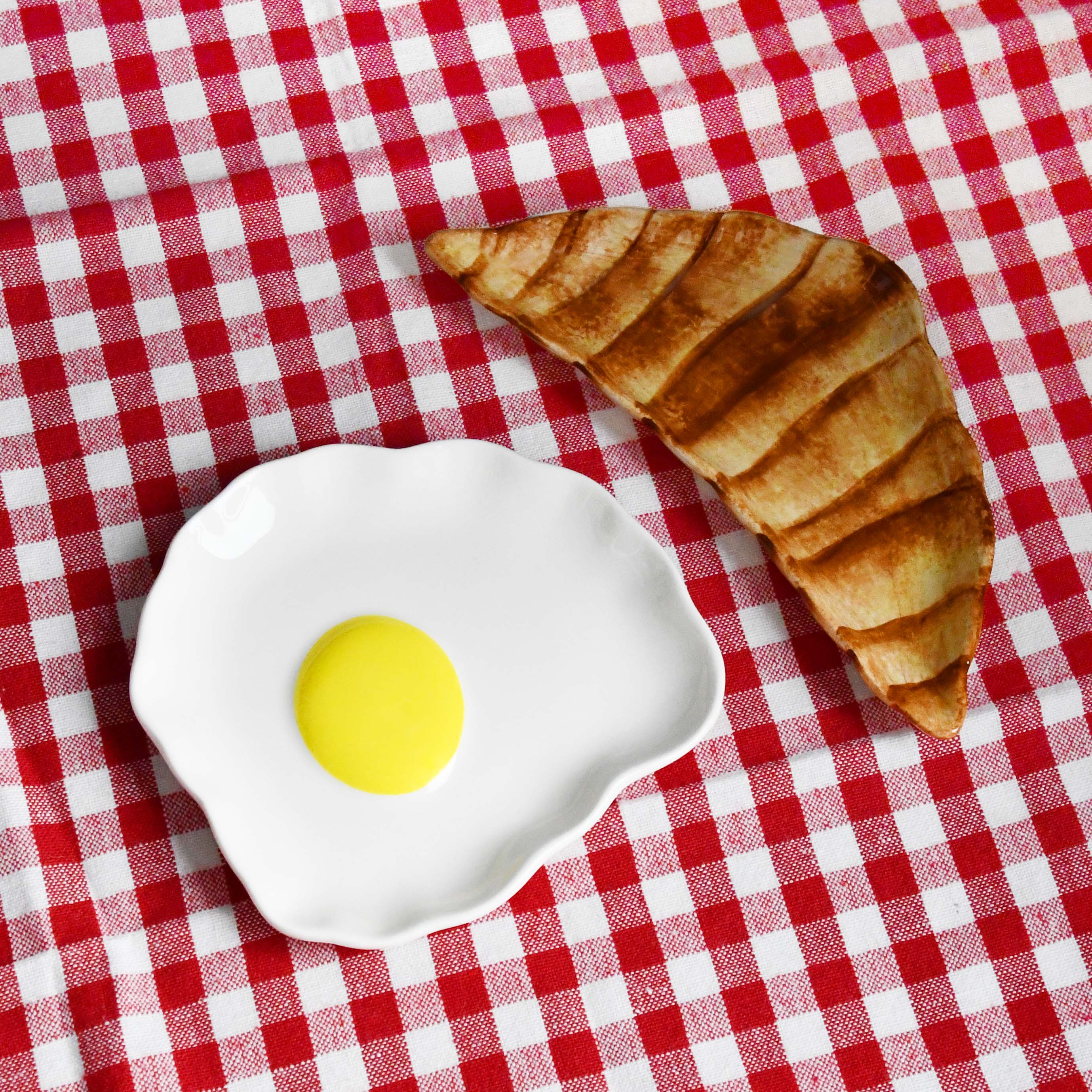 Rice Denmark Ceramic Tray Croissant Fried egg