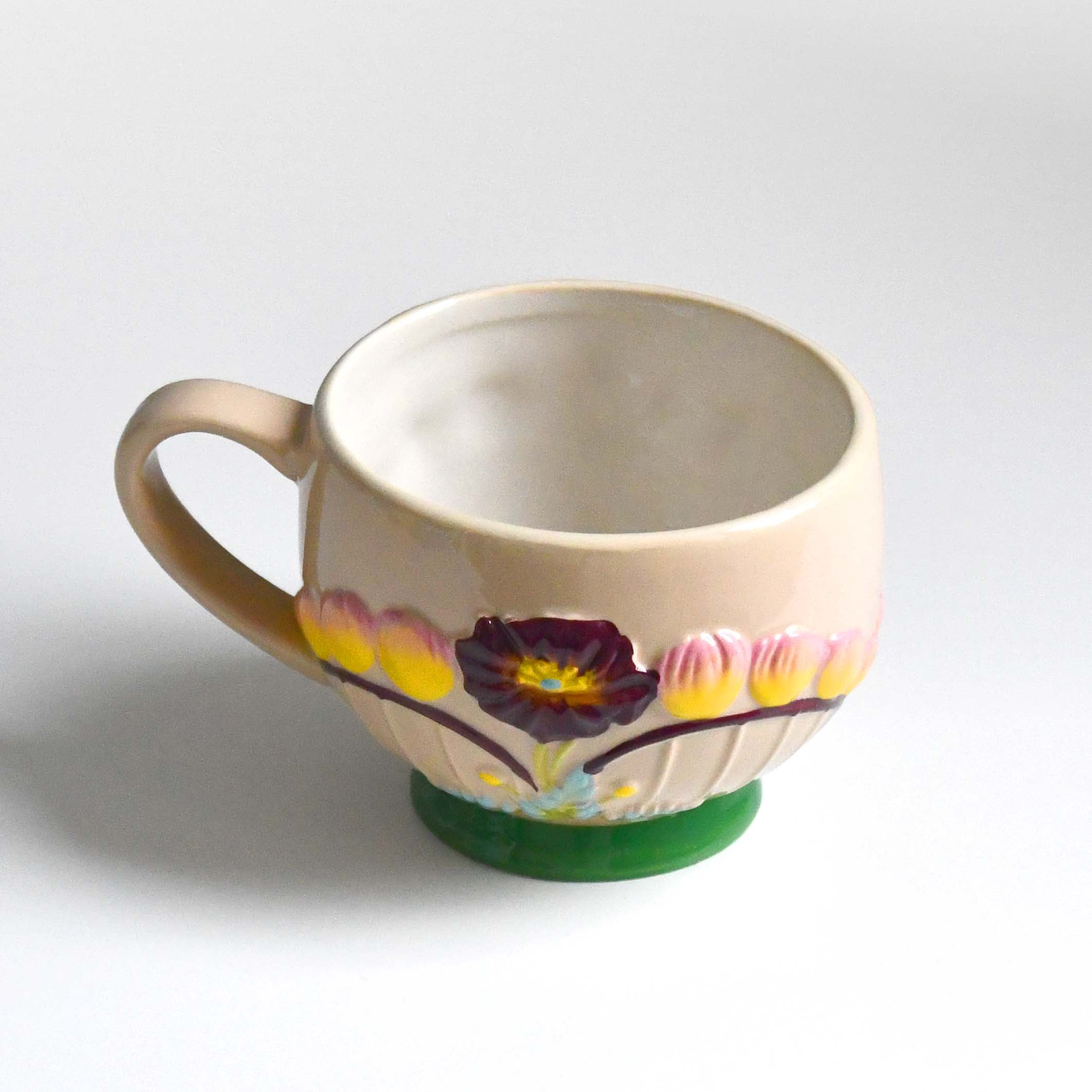 Rice Denmark Flower Emboss Ceramic Mug cup, Beige