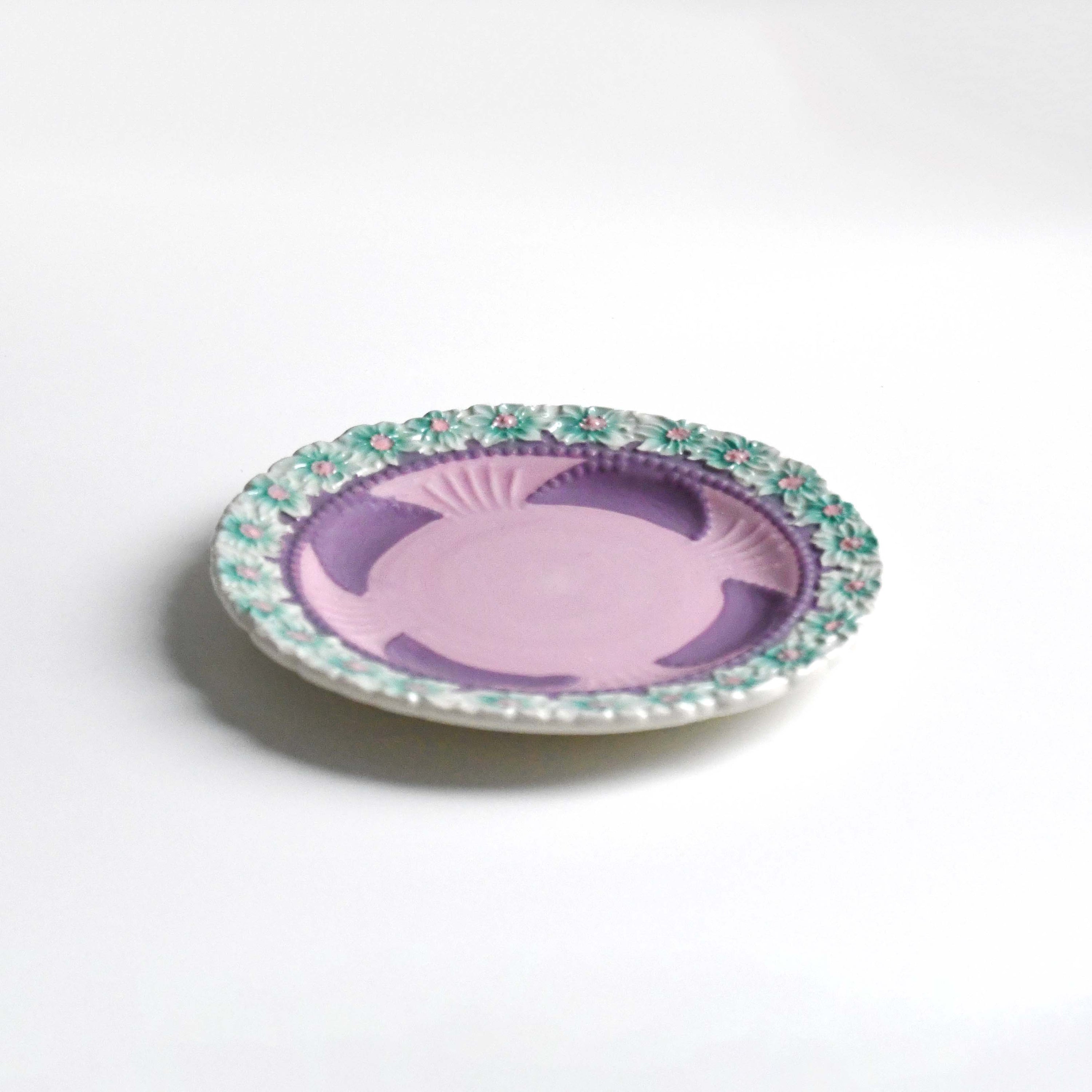 Rice Denmark Flower Emboss Ceramic Cake Plate, Lavender