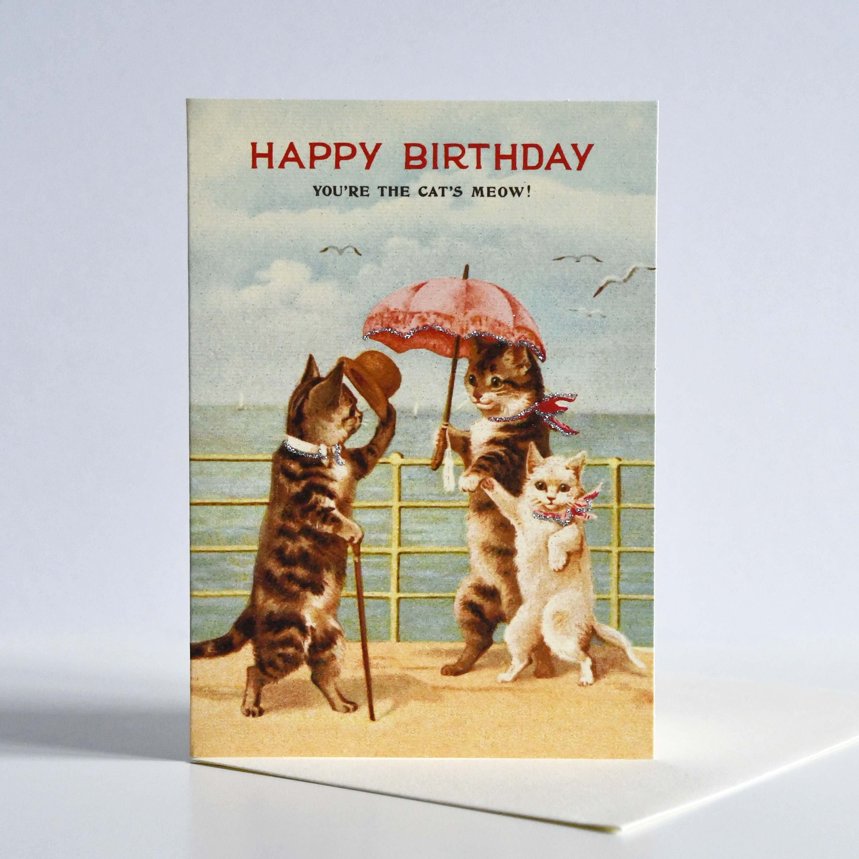 CAVALLINI&Co. Cat Vacation Happy Birthday Greeting Card