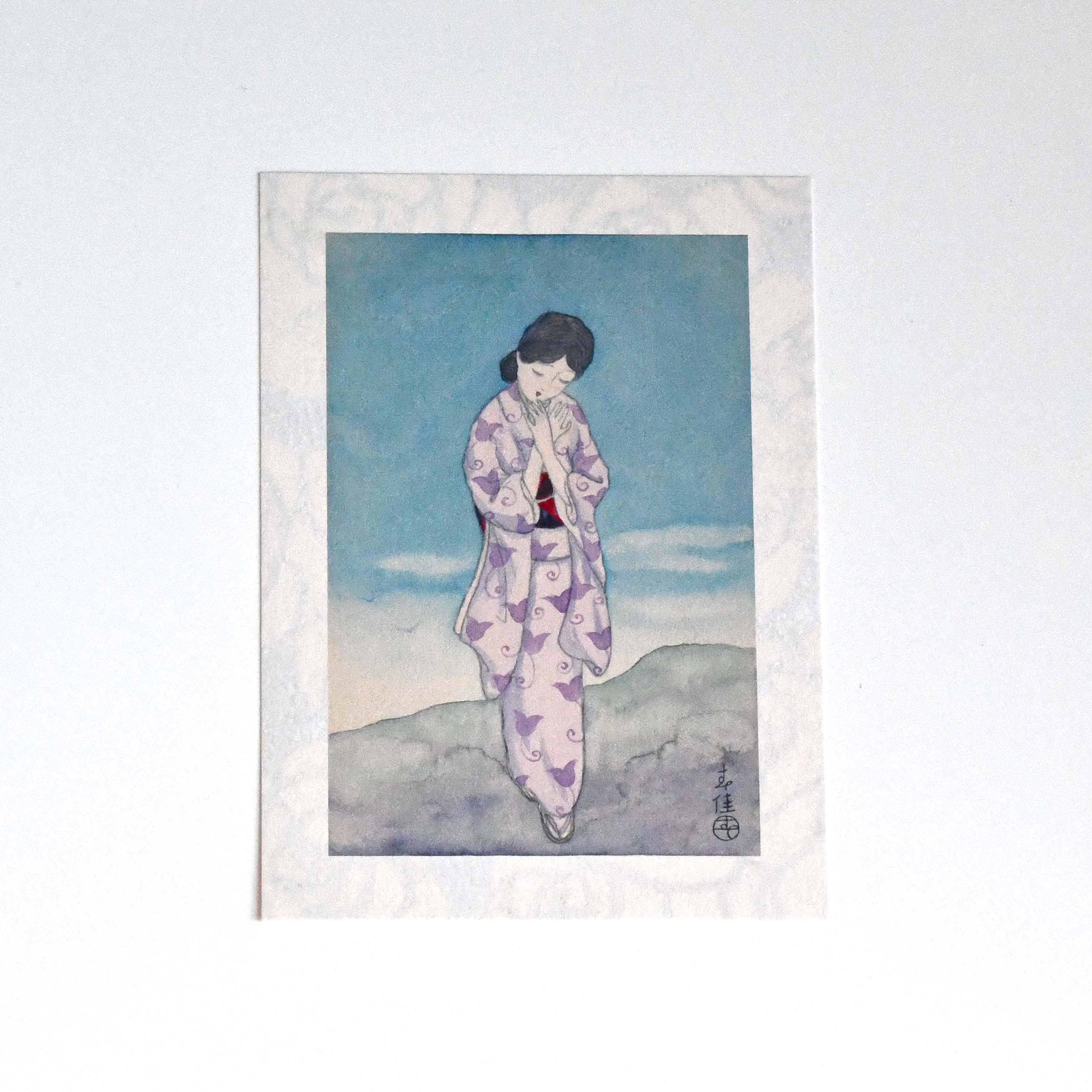 Shunka Takahashi Kimono, Japanese illustration Postcard