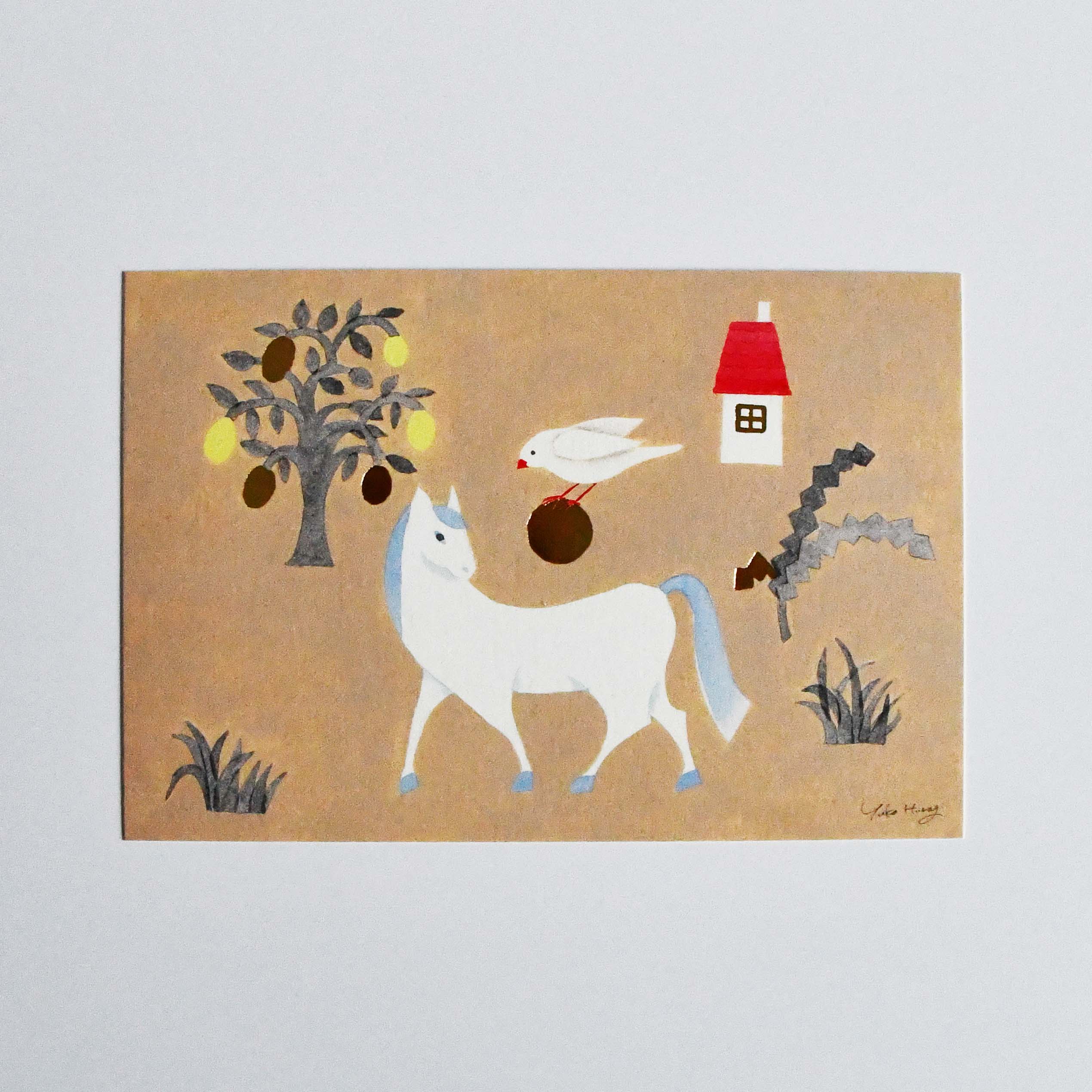 Yuka Hiragi Japanese illustrator Postcard Soft walking