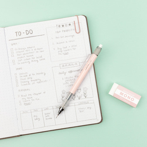 [Tombow] Mono Graph Blister Pastel 0.5mm with Mono Eraser Set - Pastel Coral Pink