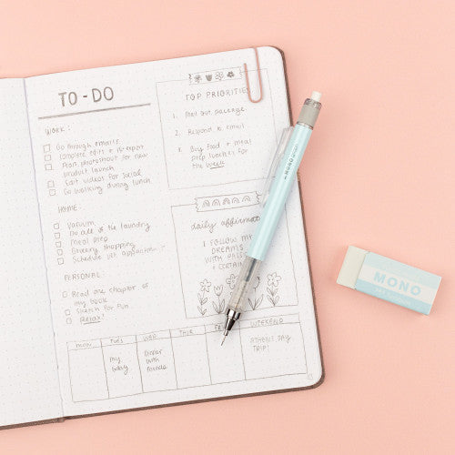 [Tombow] Mono Graph Blister Pastel 0.5mm with Mono Eraser Set - Ice Blue