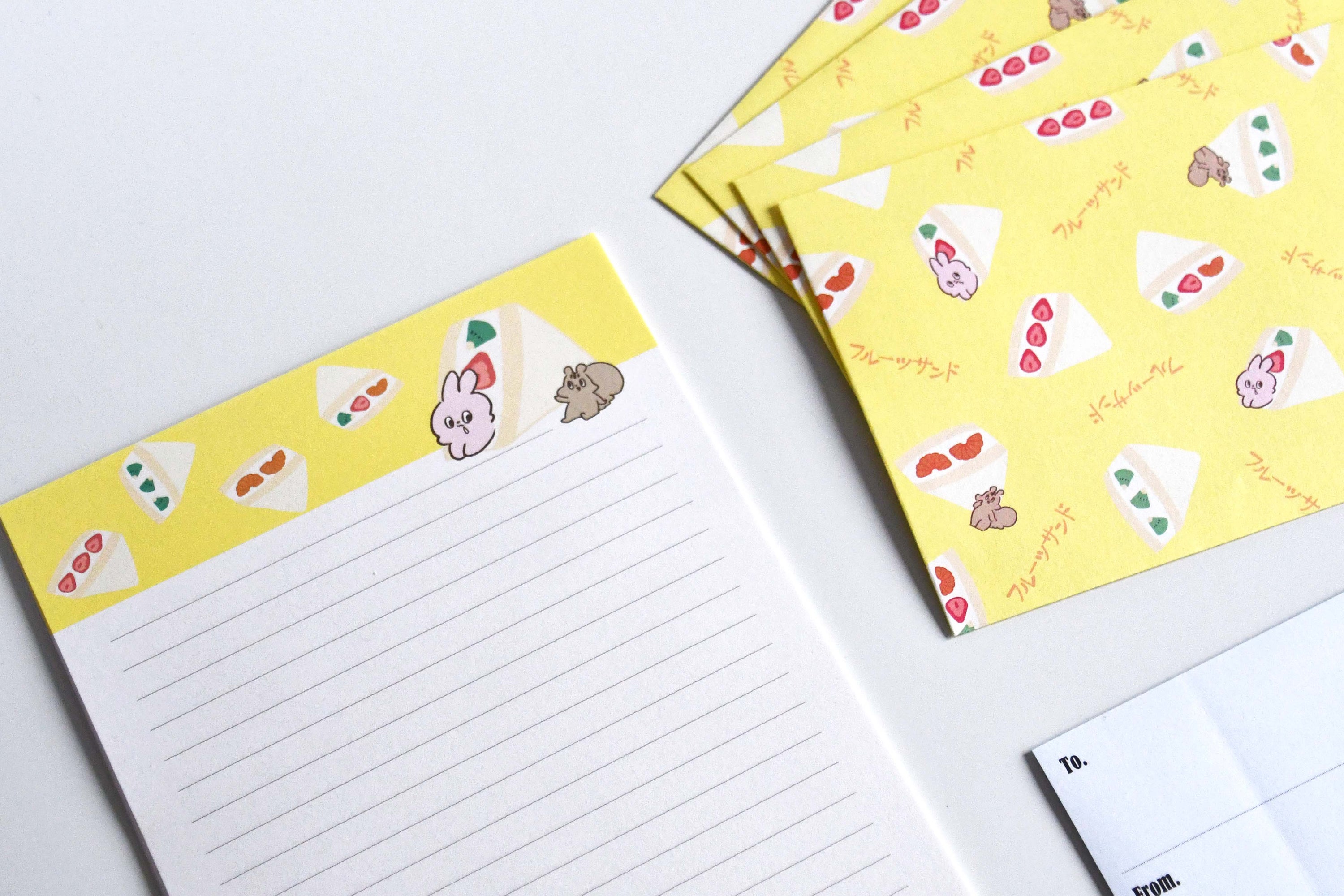 Yummy Mummy Cafe Stationary Series Made in Japan, Letter set Fruits Sand