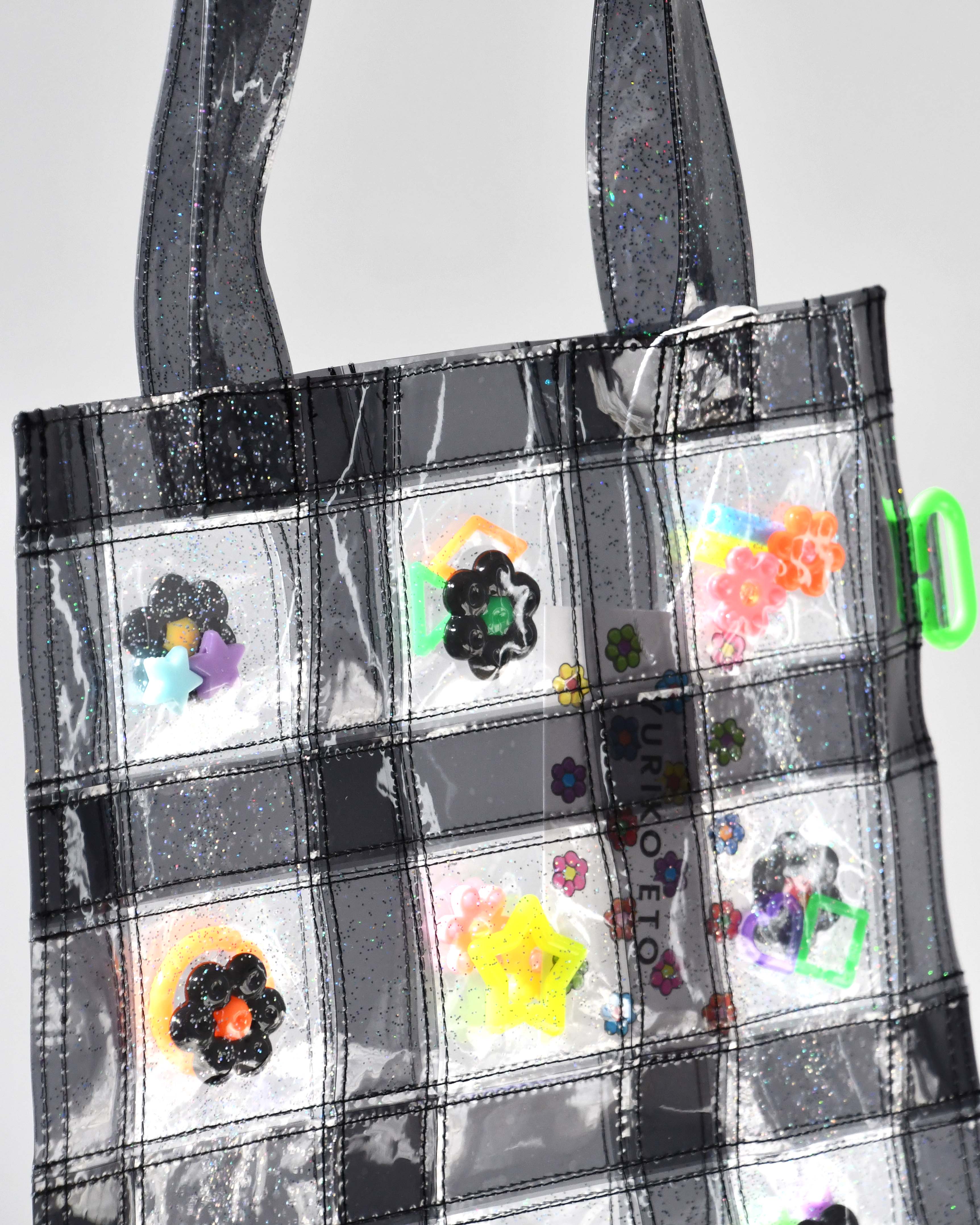 YURIKO ETO] PVC Bag with Charms - Black – iii