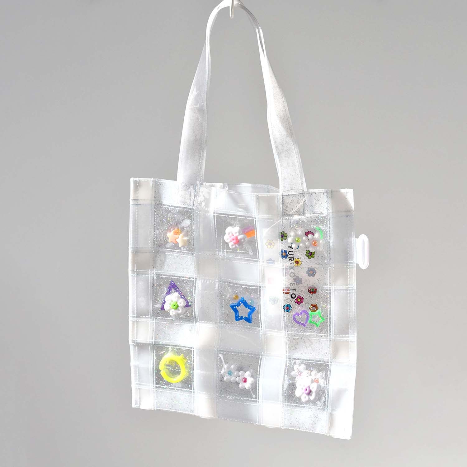 YURIKO ETO Japanese designer, POP PVC Bag with Charms, White