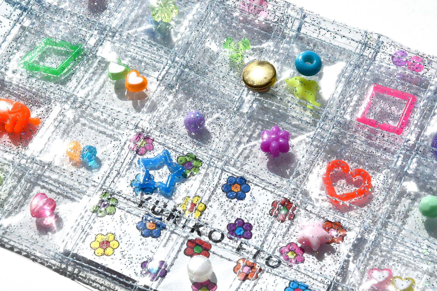 YURIKO ETO Japanese designer, POP PVC Pouch with Charms, Clear