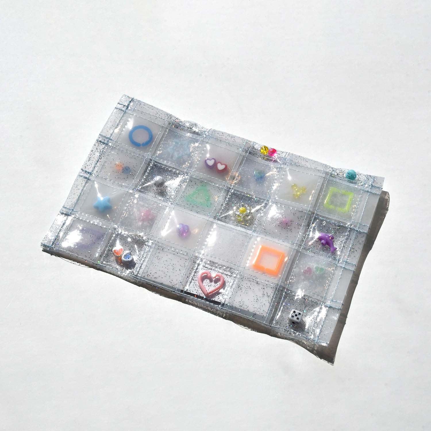 YURIKO ETO Japanese designer, POP PVC Pouch with Charms, White